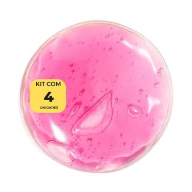 Imagem de Bolsa Gel Redonda Rosa 9cm de Diâmetro Frio e Quente (4 uni) - Gelaska