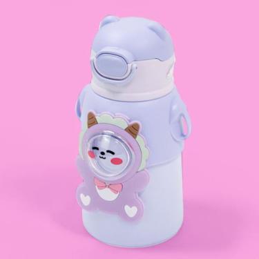 Imagem de Garrafinha C/ Canudo Squeeze Infantil Garrafa Térmica Lilás - GXM