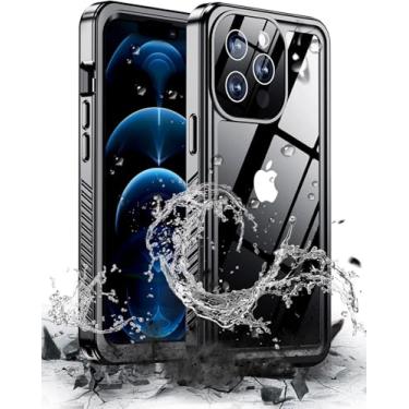 Imagem de xiwxi Capa à prova d'água para iPhone 12 Pro, capa subaquática IPX8, à prova de choque e militar de 15,5 m, protetor de tela embutido, à prova de poeira, som nítido para iPhone 12 Pro, 6,1 polegadas