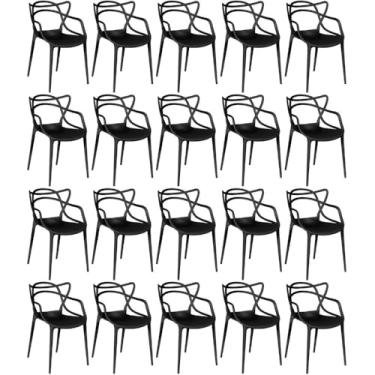 Imagem de Kit 20 Cadeiras de Jantar Allegra Prática Empilhável - Preto