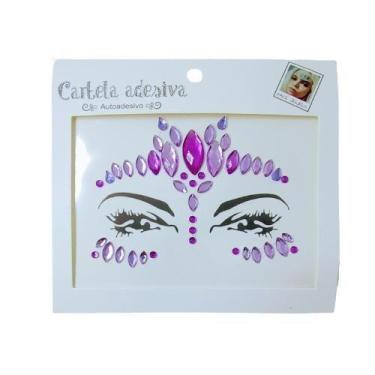 Imagem de Adesivo Para o Rosto Roxo Cristal "Modelo 53" Festas Carnaval - Festas