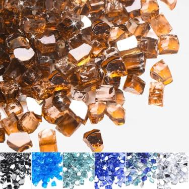 Imagem de Calofulston Pedras De Vidro Para Fogueira Cobre, 20 Libras, 1/2" Gás Propano, Lareira E Mesa, Pedra Refletiva