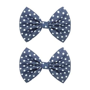 Imagem de ONENINEDREAM 2 peças de laços de bolinhas para meninas, prendedores de cabelo jeans para mulheres, laços de cabelo de bolinhas, crianças e meninas