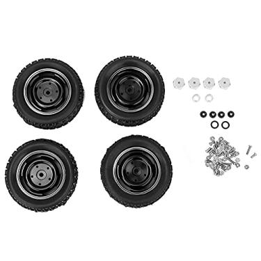 Imagem de CHENT RC RUBER PENOS DE PLÁSTICO RIMS METAL METAL 4 FURO UM PENOS PNEUROS DE RORAÇÃO DE RORAÇÃO DE ALUMINA DE ALUMA FIXA PARA MN D90 MN-91 FJ-45 (Black MN-024BL)