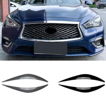 Imagem de Lâmpada de cabeça pálpebras sobrancelha farol decoração carro estilo guarnição acessórios de carro compatíveis com Q50 2014+ kit de carroceria (preto brilhante)