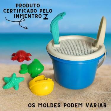 Imagem de Brinquedo Com Moldes Forminhas Baldinho de Praia Azul Infantil Complet