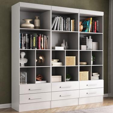 Imagem de Estante para Livros Modulare 6 Gavetas 12 Prateleiras Branco - Panorama Móveis