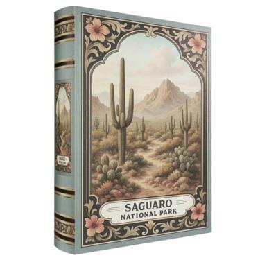 Imagem de XIAOAIKA Caixa de livro decorativa de madeira – Caixas de livros falsas vintage com design de parque nacional, armazenamento secreto com fecho magnético, capa de couro, perfeita para estante de