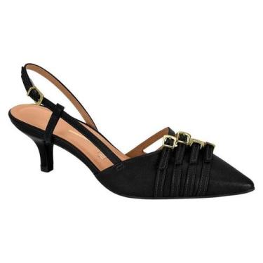Imagem de Sapato Scarpin Vizzano Salto Baixo Agulha Feminino Preto Slingback 112
