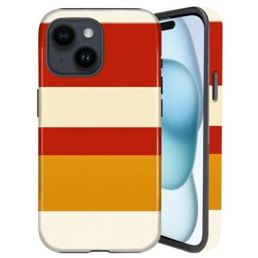 Imagem de Beaudio Capa de telefone de futebol para iPhone 13 de 6,1 polegadas - com design minimalista de listras geométricas nas cores de Kansas City - Capa híbrida rígida e capa 2 em 1 de silicone à prova de