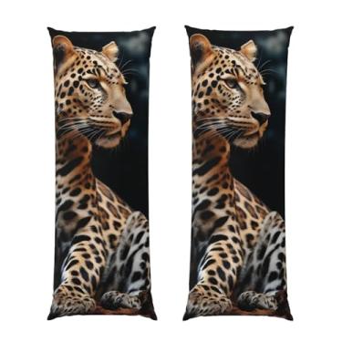 Imagem de Capa de travesseiro corporal com zíper oculto, fronha longa de microfibra macia e respirável para travesseiro corporal, capa de travesseiro de leopardo sentada para dormir, presente de cama, 50 x 137