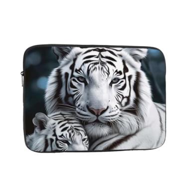 Imagem de Capa para laptop de tigre branco de 15 polegadas, bolsa de transporte para computador, à prova de choque, capa protetora para notebook, bolsa portátil para laptop à prova d'água para homens e mulheres