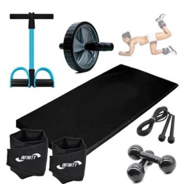 Imagem de Kit Treino Em Casa C / 6 Itens Caneleira 4Kg + Halter 3Kg +