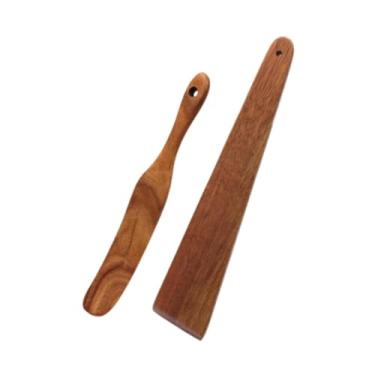 Imagem de Fenteer Raspador de ovos, espátula plana de madeira antiaderente, espátula de pão, batedor de massa para virar, fritar, bater e servir, a