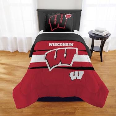 Imagem de Conjunto de edredom Wisconsin Badgers – Roupa de cama Badgers para dormitórios, quartos de hóspedes, trailers, portas traseiras e UW, decoração de dia de jogo, solteiro/solteiro GG