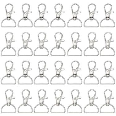Imagem de PATIKIL Ganchos de fecho giratório 3/10.2 cm (21 mm), 35 peças de metal giratório lagosta fecho de garra cordão gancho de pressão anel D clipe de chaveiro para fabricação de chaveiros, ferragens de