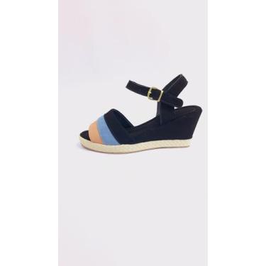 Imagem de Sandália Salto Anabela Feminina 3 Cores - Tulip Shoes, Azul, 35