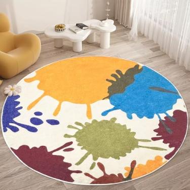 Imagem de SKGULE Tapete redondo infantil colorido para berçário, tapete antiderrapante, tapete ultramacio para quarto, sala de jogos, sala de aula (grafite, 1,2 m redondo)
