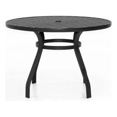 Imagem de Mesa 1,00m Tampo Ripado de Alumínio para Jardim Piscina Sala - NossaKa