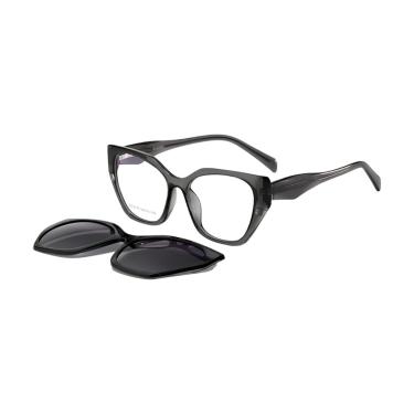 Imagem de Óculos Armação 2 em 1 Clip-On Olho de Gato Feminino Mava Cinza Frizz