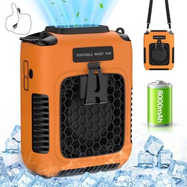 Imagem de Deller Ventilador pessoal de 10000 mAh o ano todo, ventilador vestível de 3 velocidades com clipe de cintura e cordão, ventilador de mesa portátil ultra-silencioso para escritório, casa, viagens