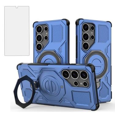 Imagem de Asuwish Capa de celular para Samsung Galaxy S25 Ultra 5G com protetor de tela de vidro temperado e suporte de anel magnético suporte acessórios para celular S25Ultra 25S S 25 25Ultra 6.9 2025 azul
