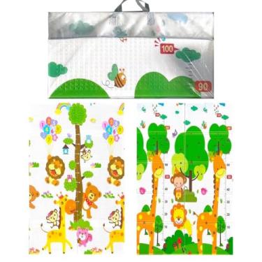 Imagem de Tapete Infantil Emborrachado Dobrável Dupla Face 10mm Grosso Pista Urso 10mm (Girafa Bichinhos 180x150x9MM)