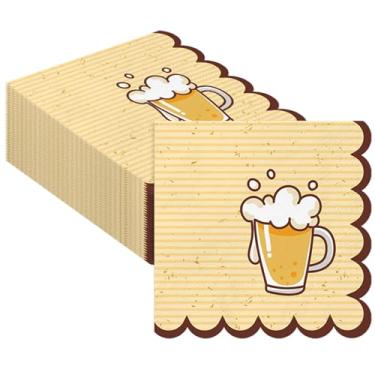 Imagem de Colarr Guardanapos descartáveis de papel para coquetéis com 100 peças Cheers & Beers, artigos de festa temáticos de cerveja para homens, aniversário, casamento, aniversário, aniversário, bar, festival