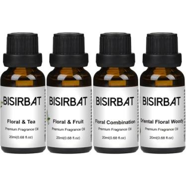 Imagem de Óleos de fragrância, óleo difusor de coleção de hotel, óleos essenciais de mistura para difusores para casa, para fabricação de velas, sabonete, óleos de aromaterapia - 20 ml x 4 - floral, chá e