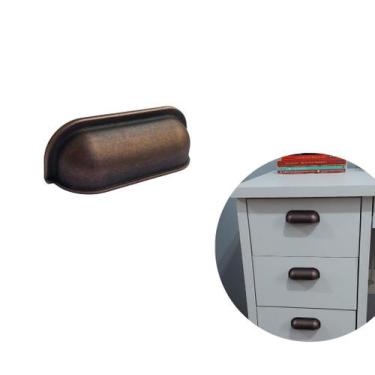 Imagem de 2 Puxador Concha Quadrado Bronze Para Gaveta Armário Moveis - Compras 