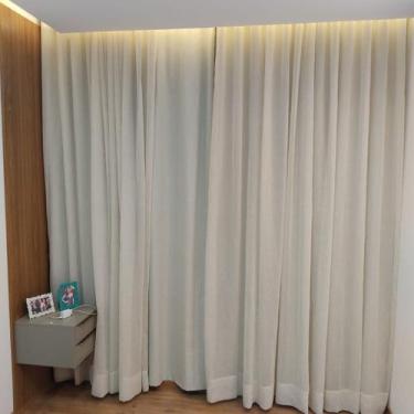 Imagem de Cortina Wave Trilho Suíço Duplo  Voil Linho Com Forro Blackout 6,00x2,