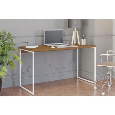Imagem de Mesa Secretária Escritório Secretária Industrial LI003 Canela/Branco - Kappesberg
