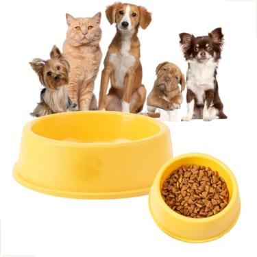 Imagem de Kit 02un Comedouro Pet para Cães e Gatos Pequenos Amarelo – 2 Tigelas (550ml Água + 300ml Ração) – Vasilha para Cachorro de Plástico Fosco com Pata Decorativa