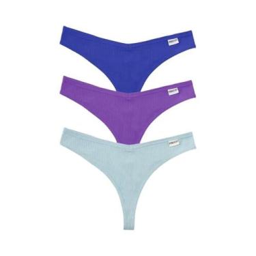 Imagem de Conjunto De 3 Peças De Tangas Femininas Sexy De Algodão Com Cintura Em