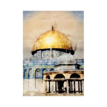 Imagem de Pintura Em Tela Com Caligrafia Islâmica "Allahu Akbar" Da Mesquita Sag