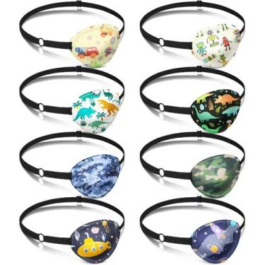 Imagem de Tapa-olhos Eurzom para crianças ajustáveis, reutilizáveis, 8 unidades