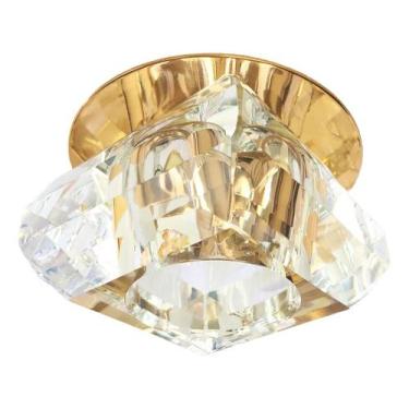 Imagem de 10 Spot Cristal Base Dourada Embutido Transparente Bet11 - Acienda