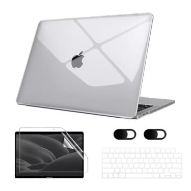 Imagem de Capa Macbook Air M1 13,3'' A1932/A2179/A2337 (2018-2020), Vem Com Película de Teclado, Película de Tela Hidrogel e Tampa Protetora para Câmera, Rigido, Leve e Fina (Transparente Cristal)