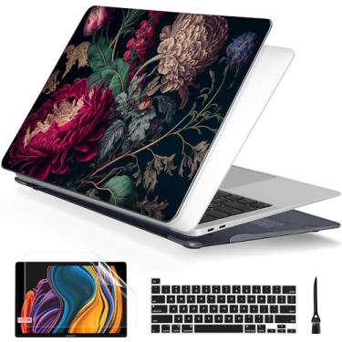 Imagem de Batianda Capa para MacBook Pro 13 polegadas 2022 M2 Chip e modelo A2338 M1 A2251 A2289 versão 2021 2020, capa rígida de design elegante com capa de teclado e protetor de tela, flor vintage