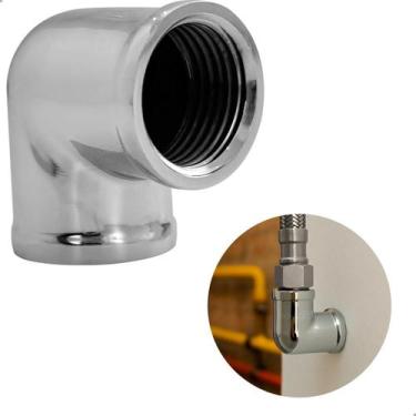 Imagem de Joelho 90 Graus Curva Cotovelo Metal Cromado Rosca Femea x Femea De ½ 