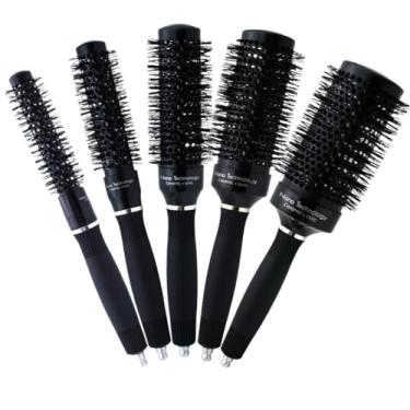 Imagem de Extrema Beleza - Kit 5 Escovas Profissionais Térmicas Cerâmica Iônica Secagem Rápida Reduz Frizz Cabo Emborrachado Brilho e Alinhamento