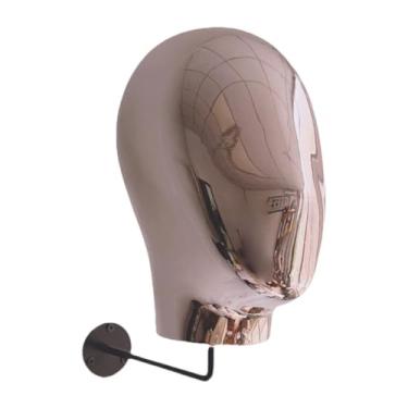 Imagem de MotiveTech Suporte para cabeça de peruca, suporte para chapéu, decoração de parede, multifuncional, prático, manequim, para perucas, cachecóis, chapéus, Rosa Ouro Preto