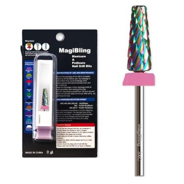 Imagem de MagiBling Brocas de unhas de tungstênio de segurança super cortadas 5 em 1, barril cônico, 3/81 cm, removem o gel rápido, destro, adequado para polimento de gel de cutícula de manicure, pedicure