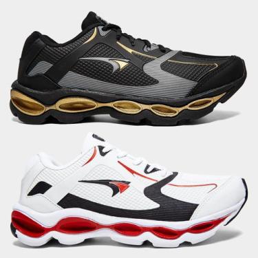 Imagem de Kit Tênis Tryon Impacto 2 Pares Masculino, Branco, Vermelho, 42