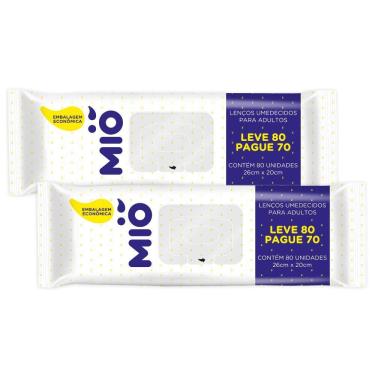 Imagem de Kit 2 Lenço Umedecido para Adultos Mió Leve 80 Pague 70 Unidades