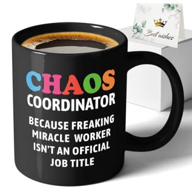 Imagem de XKZGSZB Chaos Coordinator, engraçado impressão dupla face caneca de café cerâmica escritório casa, presentes para pai, mãe, família, amigo, professor, médico, líder, colega, chefe, manjedoura