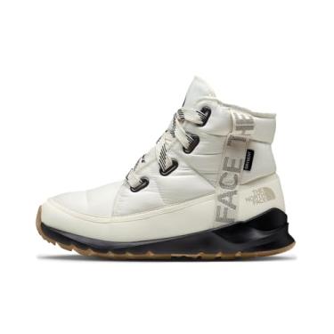 Imagem de THE NORTH FACE Bota feminina Thermoball à prova d'água de luxo com cadarço | Botas de inverno isoladas com gola, branco gardênia/TNF preta, 42