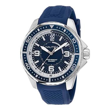 Imagem de Nautica Relógio masculino NAPKMF304 KOH May Bay azul com pulseira de silicone, Azul