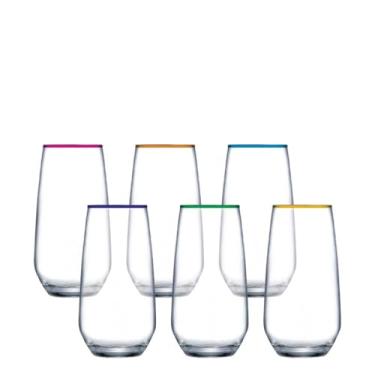 Imagem de Ruvolo, Jogo de Copo Emerald Drink Color Ring, Copo de Vidro para Água e Suco 6pcs, 225ml
