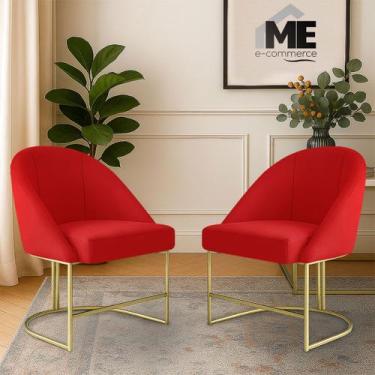 Imagem de KIT 2 Banqueta Poltrona Lua Penteadeira E Salão Com Base Metálica, ver